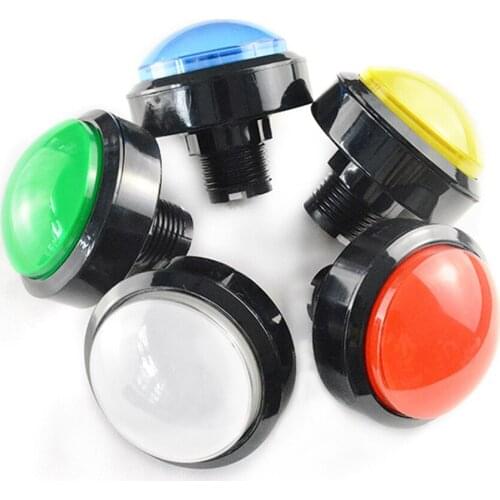 5 Colors LED Light Lamp 60MM Convexity Big Round Arcade Video Game Player Push Button Switch