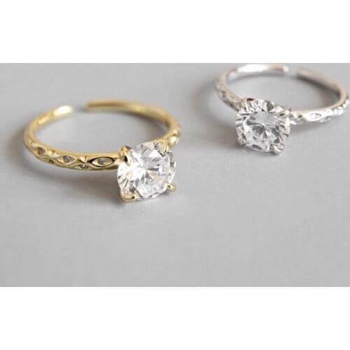 925 Sterling Silver Open Rings Star AAA Cubic Zirconia Crystal Adjustable Finger Rings Korea Style Silver Jewelry
