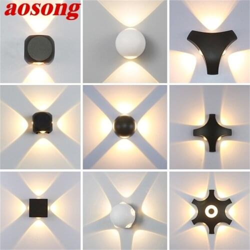 AOSONG Outdoor Wall Lamp Fixture LED Waterproof Sconces Creative Decorative For Patio Stair Aisle Garden Villa
