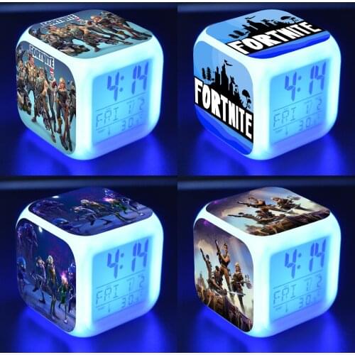 Fortnite Alarm Clock Digital Luminous LED Clocks Fortnight Kids Desk Mini Anime Figure Wall Home Decor Living Room Birthday Gift