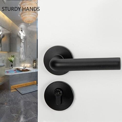 WSHYUFEI Black space aluminum Door Locks single handle Continental Bedroom Interior Silent anti-theft Door Handle Lock