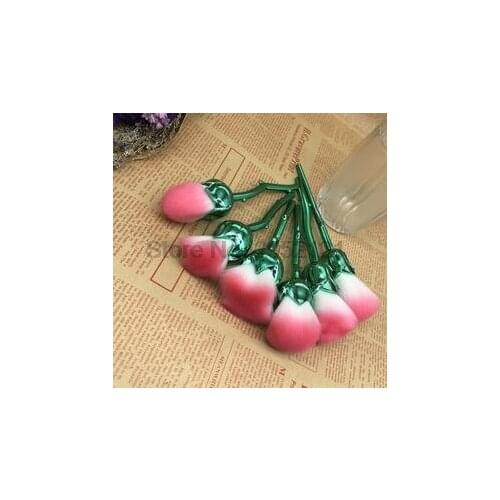 By dhl or ems 50sets 6pcs/set Rose Gloden Flower Shape Makeup Brushes Set Cosmetic Powder Face Pinceis Tool new