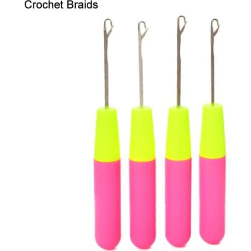 DIANQI 1PCS Pink And Lemon Color Plastic Knitting Metal Crochet Hook Needle For Jumbo Braiding Hair And Crochet Braids