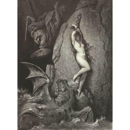 Gustave Dore Andromeda Art Film Print Silk Poster Home Wall Decor 24x36inch
