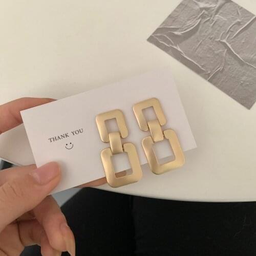 Korean Retro Matte Gold Color Square Clip on Earrings No Hole emperament Geometric Square Clip Earrings No Pierceing Women Lady