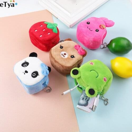 ETya Cartoon Cute Kids Mini Coin Wallet Bags Girl Women Small Coin Bags Money Earphone Kawaii Purse Case Pouch Children Gift