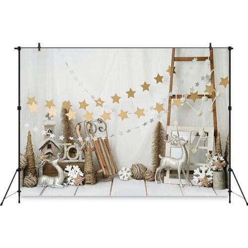 Mocsicka Winter Backdrops Wood Snow Star Decoration Photographic Background Baby Shower Christmas Decoration Background