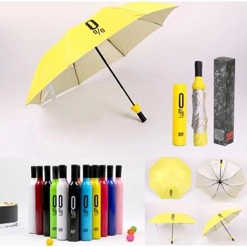 Fashion Wine Bottle Umbrella Portable Folding Automatic Sun-rain UV Mini Wind Resistant Umbrella Women Men Creative Gifts