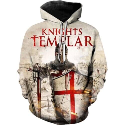 Men Black 3D print Hoodie Sweatshirts Oversize Knight Templar Pullover Long Sleeve Sweat Homme Hoodie Streetwear Casual Hoodies