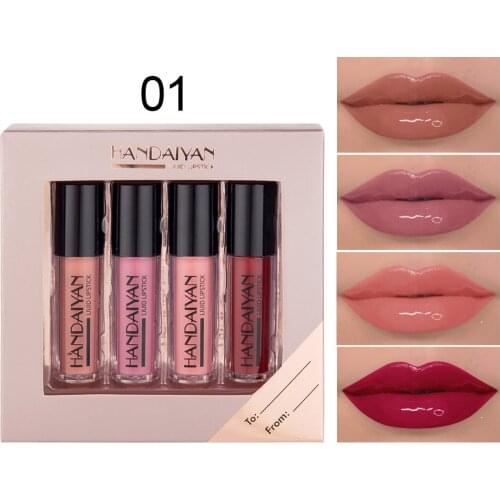 Lip Gloss Set Gift Box Mirror Lip Glaze Velvet Matte Lip Gloss Waterproof Long Lasting Women Lipstick Lip Gloss Makeup Cosmetic