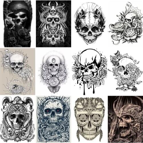 Diy Diamond Painting Darkness Style White-Black Cool Skull Pictures Embroidery Cross Stitch Kits Mosaic Home Decoration Gifts