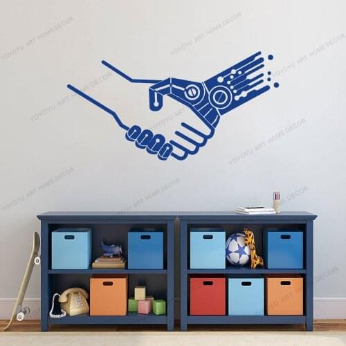 Chip Hand Shake Hands Wall Sticker Decal Technological Home Office Decoration Accessories Manipulator Mural Bedroom CX754