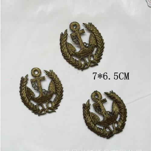 20pcs/lot Gold Anchor Embroidery Patches for Clothing Accessories Bag Biker Decoration Sofa Curtain Badge Iron Heat Transfer