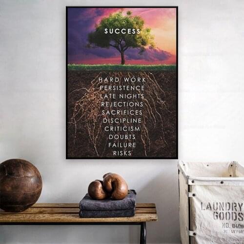 Wall Art HD Printed Pictures Canvas Inspirational Success Tree Posters Home Decor Modular Nordic Painting Frame For Living Room