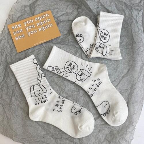 New Autumn Black and White Sports Women Socks Cotton Cute Winter Socks Women socks astronaut 2021