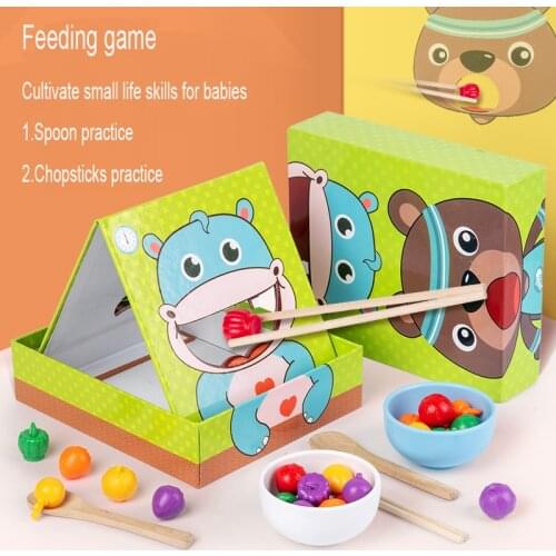 Educational Wooden Toys Parent-child Play House Simulation Feeding Game Children’s Early Education Training Spoon And Chopsticks