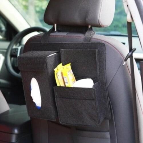 Car Back Seat Storage Bag Organizer Hanging Bag Paper Towel Mobile Phone Storage Felt Bag Debris Organizer Accessories