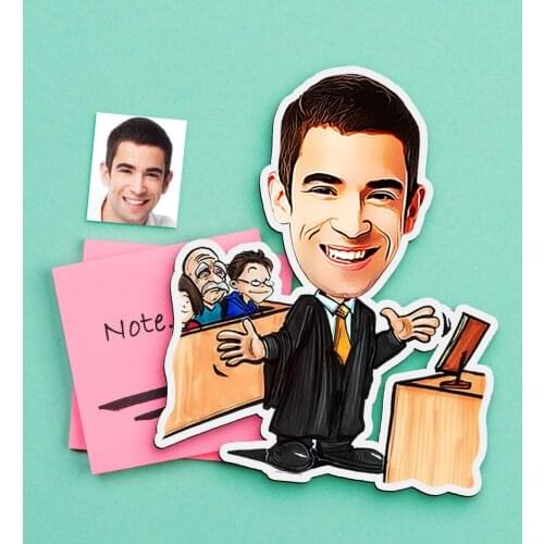 Personalized Mr Attorney Caricature Of Wooden Magnet-3