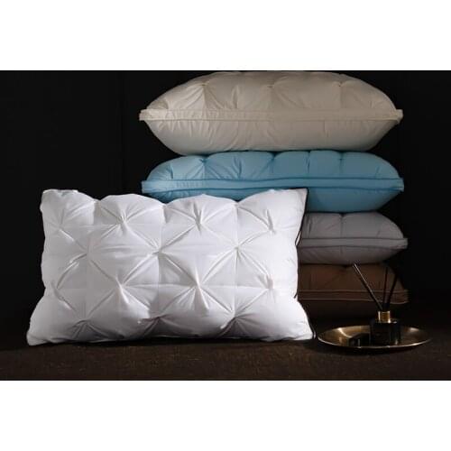 White Goose Down Pillow High-grade Five Star Hotel Feather Pillow Adult Orthopedic Neck Pillows With 100% Cotton Cover Natural