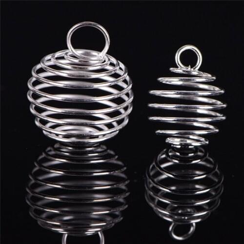 30Pcs Silver-Color Spiral Bead Cages Necklace Pendants Findings DIY Jewelry Making Lovers Gift