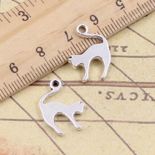 30pcs Charms Jumping Cat 19x14mm Tibetan Silver Pendants Antique Jewelry Making DIY Handmade Craft For Bracelet Necklace