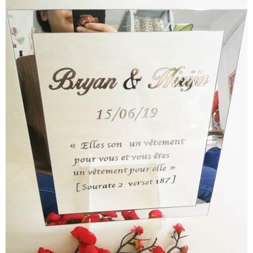 Custom Bride Groom Name Mirror Frame Wedding Signage Personalized Transperant Acrylic Sign Plate with Nail Party Decor Favors