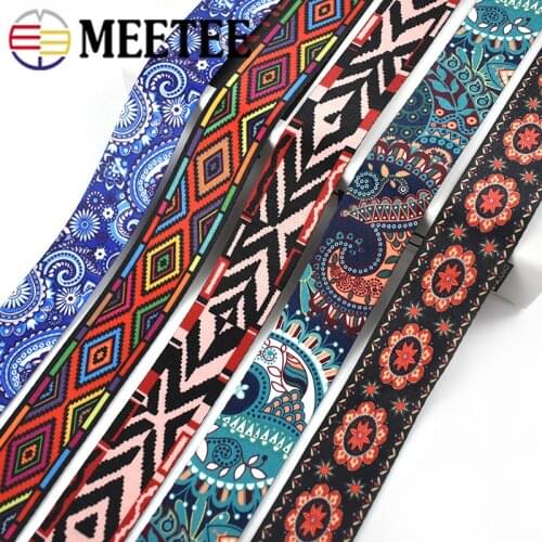 Meetee 10Meters 38mm Fashion Print Ethnic Jacquard Webbing Bags Strap Belt Ribbon DIY Textile Clothing Decor Sewing Accessories