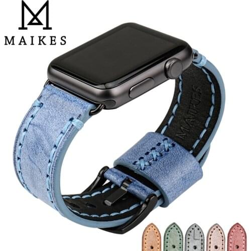 MAIKES Genuine Leather strap for Apple Watch band 42mm 38mm bracelet watchband for iwatch 3/2/1 Apple watch strap 44mm 40mm