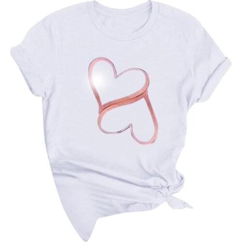 Unisex Popular Love Print Three-Piece Solid Color Short-Sleeved Couple Round Neck Shirt Men And Women Summer All-Match Clothing