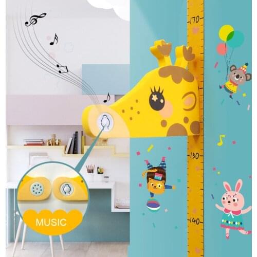 Removable Children 3D Height Chart Measure Wall Sticker Decal for Kids Baby Cartoon Height Measure Wall Stickers For Kids Room