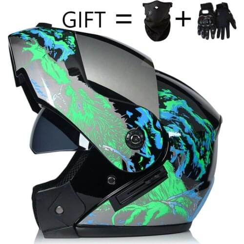 Winter Men Women Unisex Dual Lens Motorcycle Racing Motocross Modular Carbon Fibre Full Face Helmet Flip Up Cascos Para Moto
