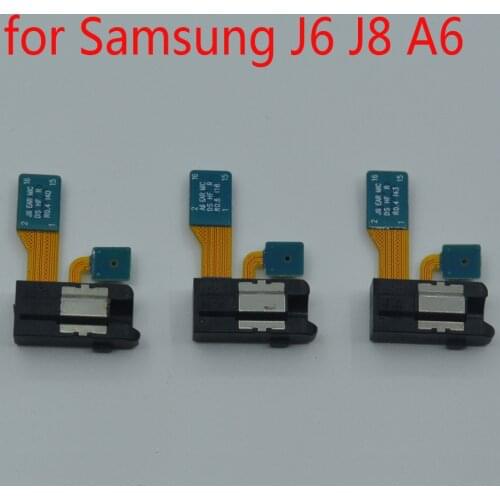 Headphone Jack Microphone For Samsung J6 J8 A6 Plus 2018 J600 J810 A600 A605 Phone New Earphone Audio Jack Mic Flex Cable