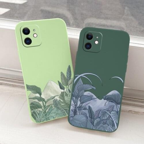Plant Liquid Silicone Case For iPhone 12 Pro Max Mini 11 Pro Max X XR XS MAX SE2020 8 7 6 6S Plus Shockproof Phone Cover
