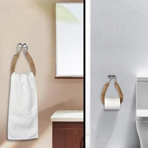 Vintage Towel Hanging Rope Toilet Paper Holder Home Hotel Bathroom Decorating Supplies Kitchen Roll Paper Accessory