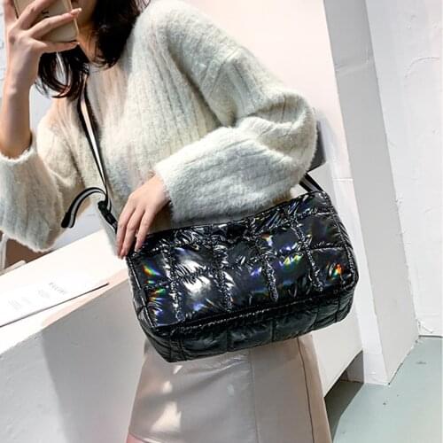 Casual Down Cotton Women Shoulder Bags Designer Wide Strap Crossbody Bag Space Pad Cotton Feather Bag Lady Large Capacity Totes