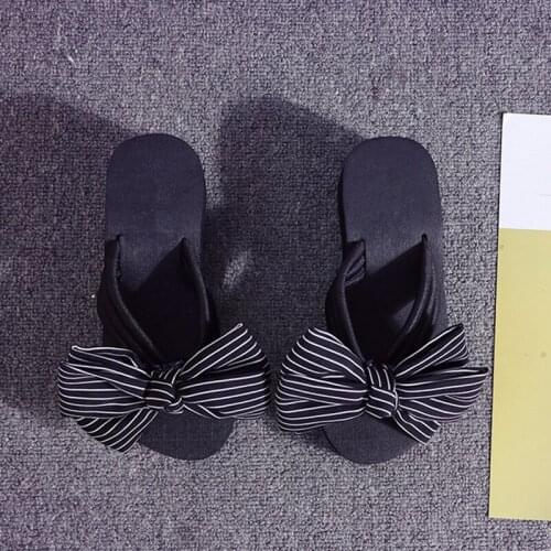 Women Sandals Slippers Flip Flops Summer Fashion Butterfly-knot Striped Non-slip Shoes Wedges Platform Slides Lady Casual Female