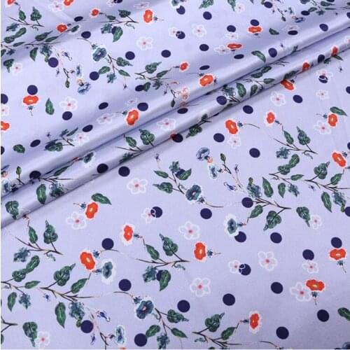 1 Meter Floral Natural Silk Fabric Summer Elastic Satin Flowers