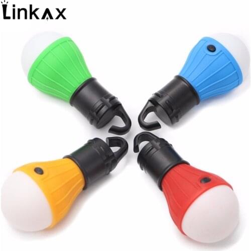 1PCS Portable outdoor Hanging 3LED Camping Lantern LED Camp Lights Bulb Lamp For Camping Tent Fishing 4 Colors AAA Battery