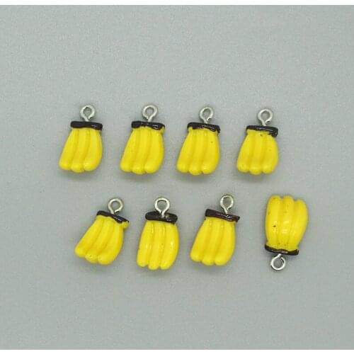 10pcs Cute Mini Banana Earring Resin Charms Kawaii Small Fruit Necklace Bracelet Connector Pendant Accessory Diy Jewelry Make