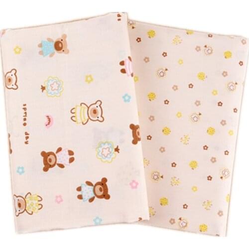 2 Pieces Bed Linen Quilting Cotton Cartoon Bear Tissues Diy Craft Flowers Fabric Artificial Pillow Cover Kids Tilda For Clothing