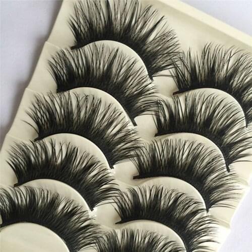 5 Pairs/Set NEW Black Long Thick 3D Natural Cross False Eyelashes Enlarge Your Eyes Eye lashes Extension Makeup Beauty Tools