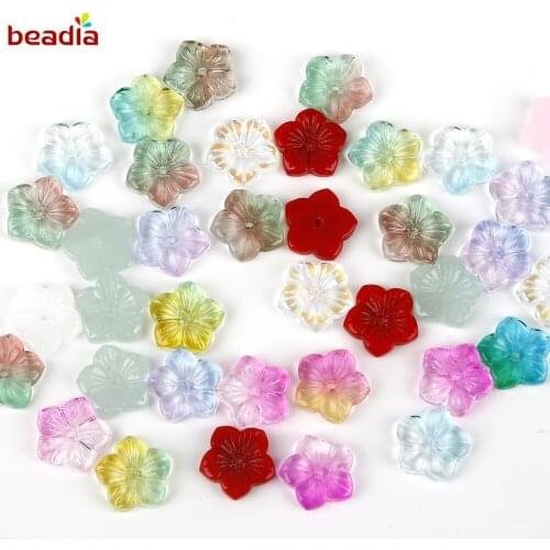 13x13mm 5pcs Small Flower Glass Beads Multi Gradient Color Handmade Beads For Jewelry Making Charms Pendant DIY Accessories