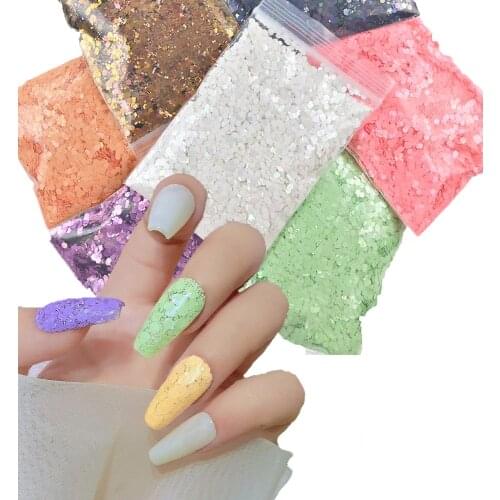 50g Neon Glitter Powders, Mermaid Gradient Iridescent Flakes,Chunky Sequins Mixed Bundle 50g Packs Chunky Color Shifting Glitter