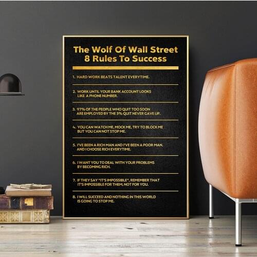 8 Rules To Success Inspirational Canvas Painting Poster and Prints Wall Art Picture for Living Room Home Decoration
