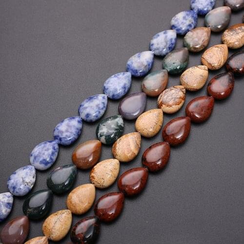 80pcs Natural Stone 13*18mm Turquoises Teardrop Flat Loose Beads Charms Pendants Accessories for Jewelry Making Bracelet Earring