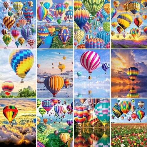 5D DIY Diamond Painting Landscape Hot Air Balloon Diamond Embroidery Square/Round Mosaic Rhinestone Cross Stitch Home Decoration