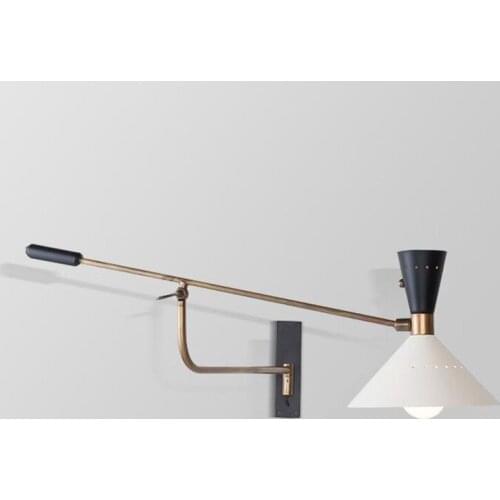 American Long Arm Wall Light Bedroom Sconce Adjustable Study Reading Lamp E27 Gold White Black Metal 110-220V Surface Mount