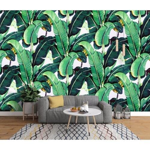 Bacaz Banana Leaf Wallpaper Murals for Living Room Sofa Background Papel 3D Photo Mural 3d Wall Mural Wall paper