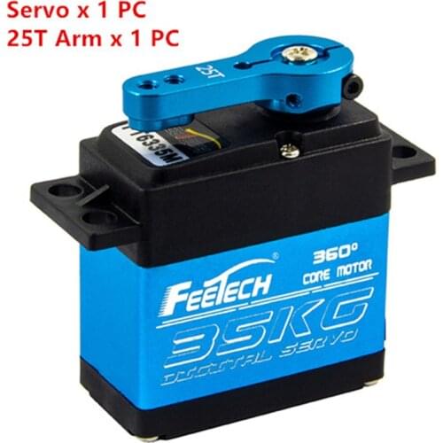 Free Shipping FEETECH 7.4V 35kg stainless steel gear digital servo 360 Degree High Torque Waterproof servo for 1/8 1/10 RC Cars