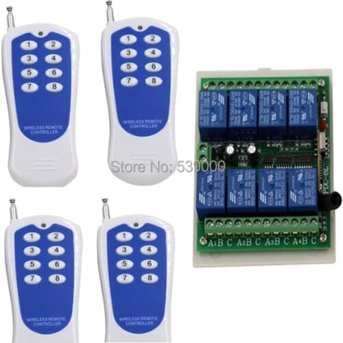 DC12V 8 CH Radio Controller RF Wireless Remote Control Switch System 315/433 Mhz Transmitter and Receiver